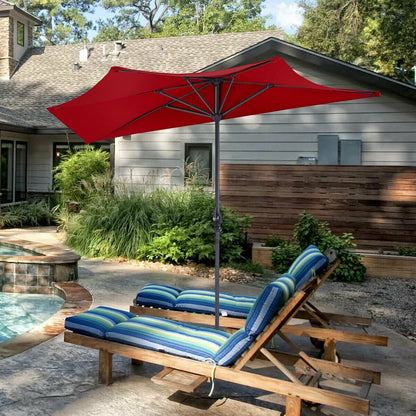 9Ft Patio Bistro Half Round Umbrella , Dark Red Outdoor Umbrellas   at Gallery Canada