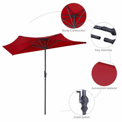 9Ft Patio Bistro Half Round Umbrella , Dark Red Outdoor Umbrellas   at Gallery Canada