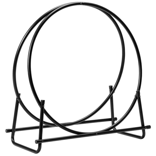 30-Inch Tubular Steel Log Hoop Firewood Storage Rack, Black - Gallery Canada