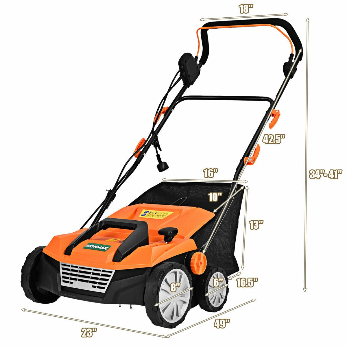 15 Inch 13 Amp Electric Scarifier with Collection Bag and Removable Blades, Orange Garden Tools at Gallery Canada