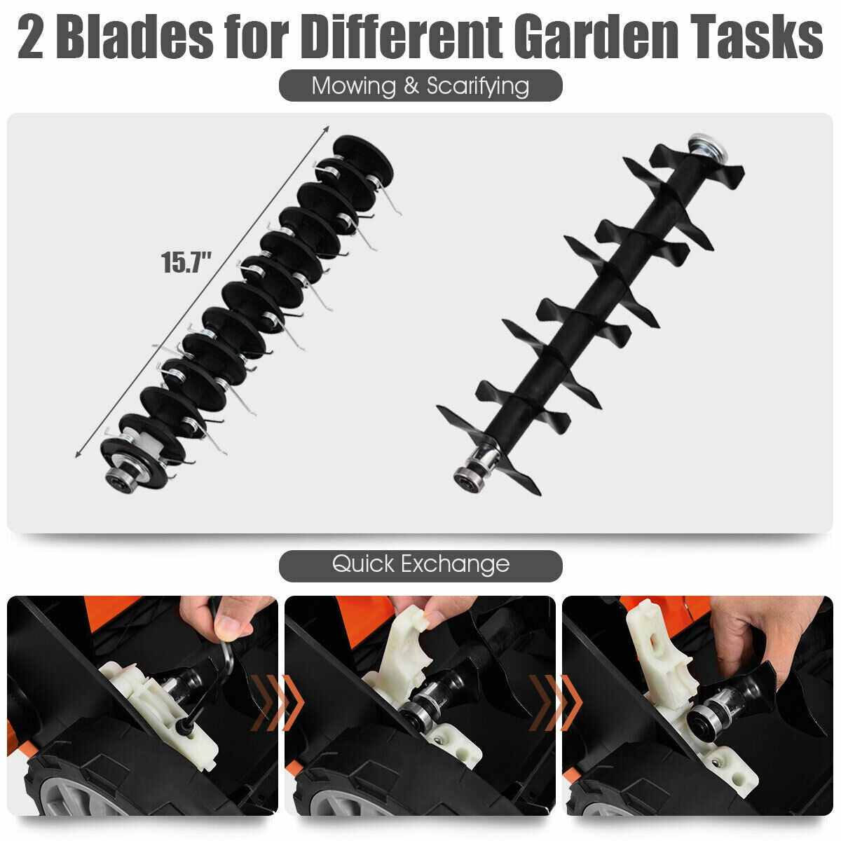 15 Inch 13 Amp Electric Scarifier with Collection Bag and Removable Blades, Orange Garden Tools at Gallery Canada