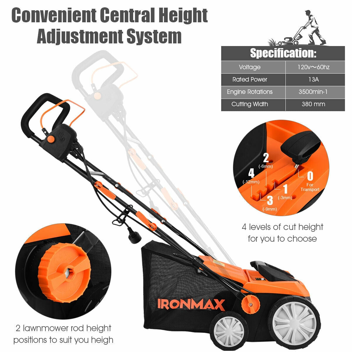 15 Inch 13 Amp Electric Scarifier with Collection Bag and Removable Blades, Orange Garden Tools at Gallery Canada