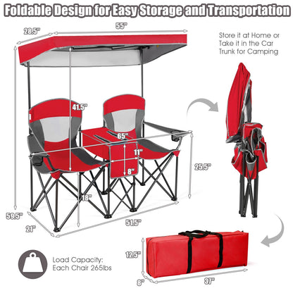 Portable Folding Camping Canopy Chairs with Cup Holder, Red Camping Furniture   at Gallery Canada