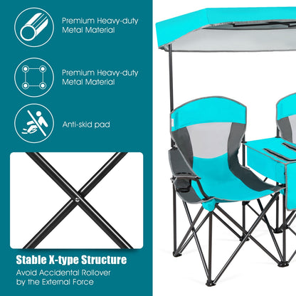 Portable Folding Camping Canopy Chairs with Cup Holder, Turquoise Camping Furniture   at Gallery Canada