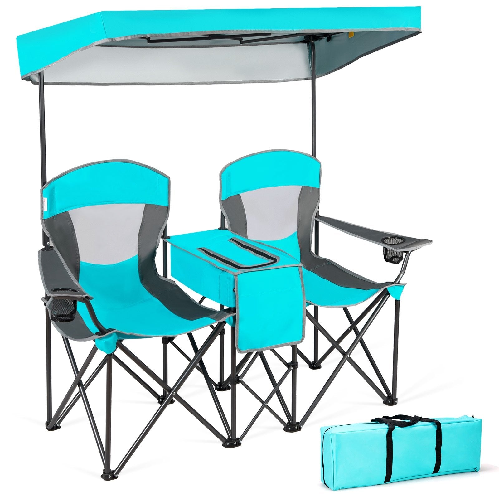 Portable Folding Camping Canopy Chairs with Cup Holder, Turquoise Camping Furniture   at Gallery Canada