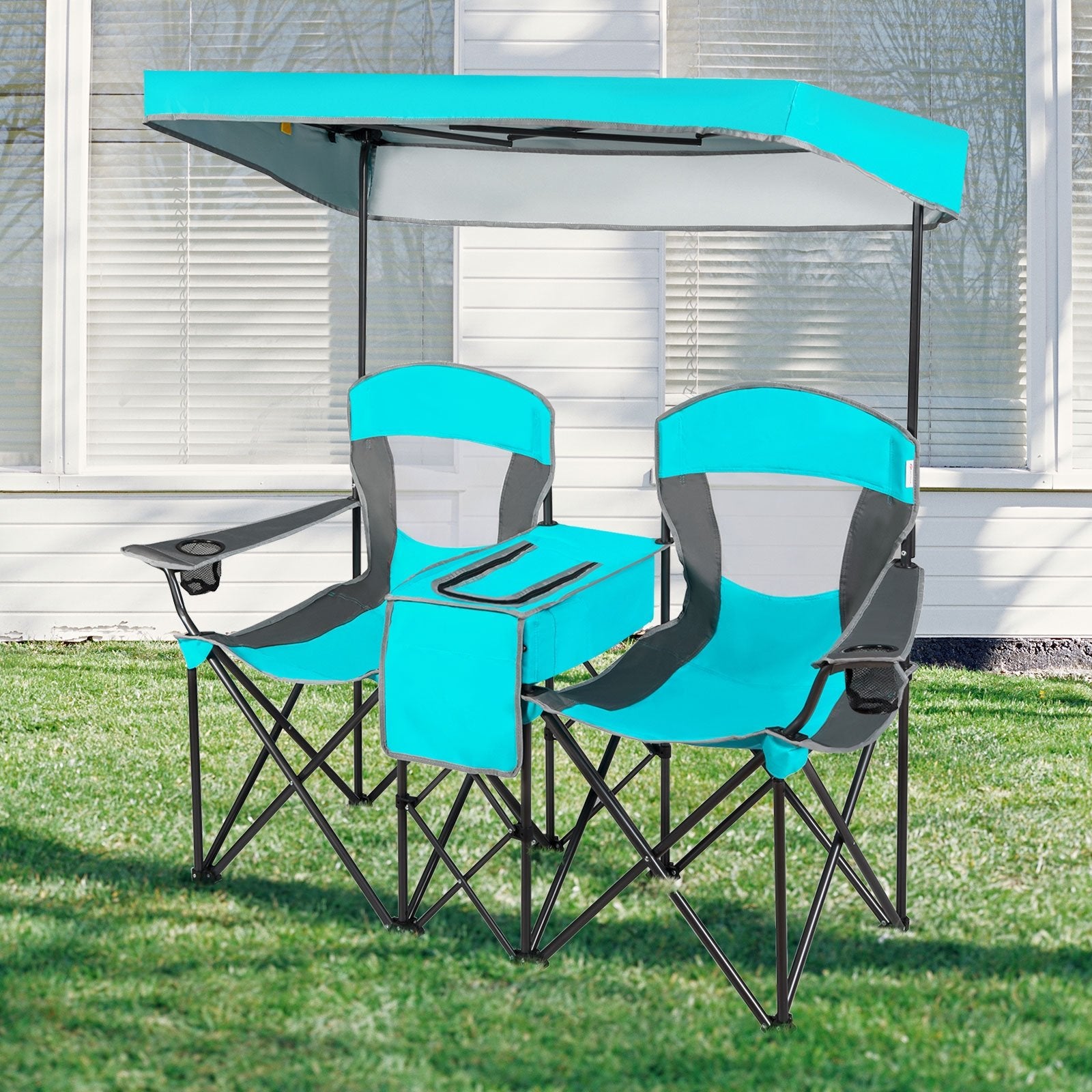 Portable Folding Camping Canopy Chairs with Cup Holder, Turquoise Camping Furniture   at Gallery Canada