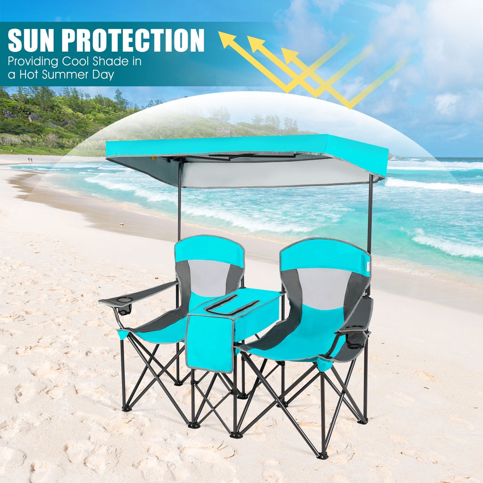 Portable Folding Camping Canopy Chairs with Cup Holder, Turquoise Camping Furniture   at Gallery Canada