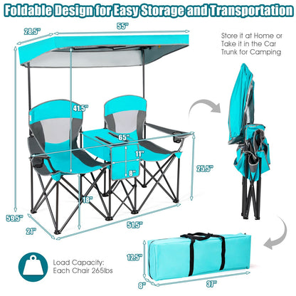 Portable Folding Camping Canopy Chairs with Cup Holder, Turquoise Camping Furniture   at Gallery Canada