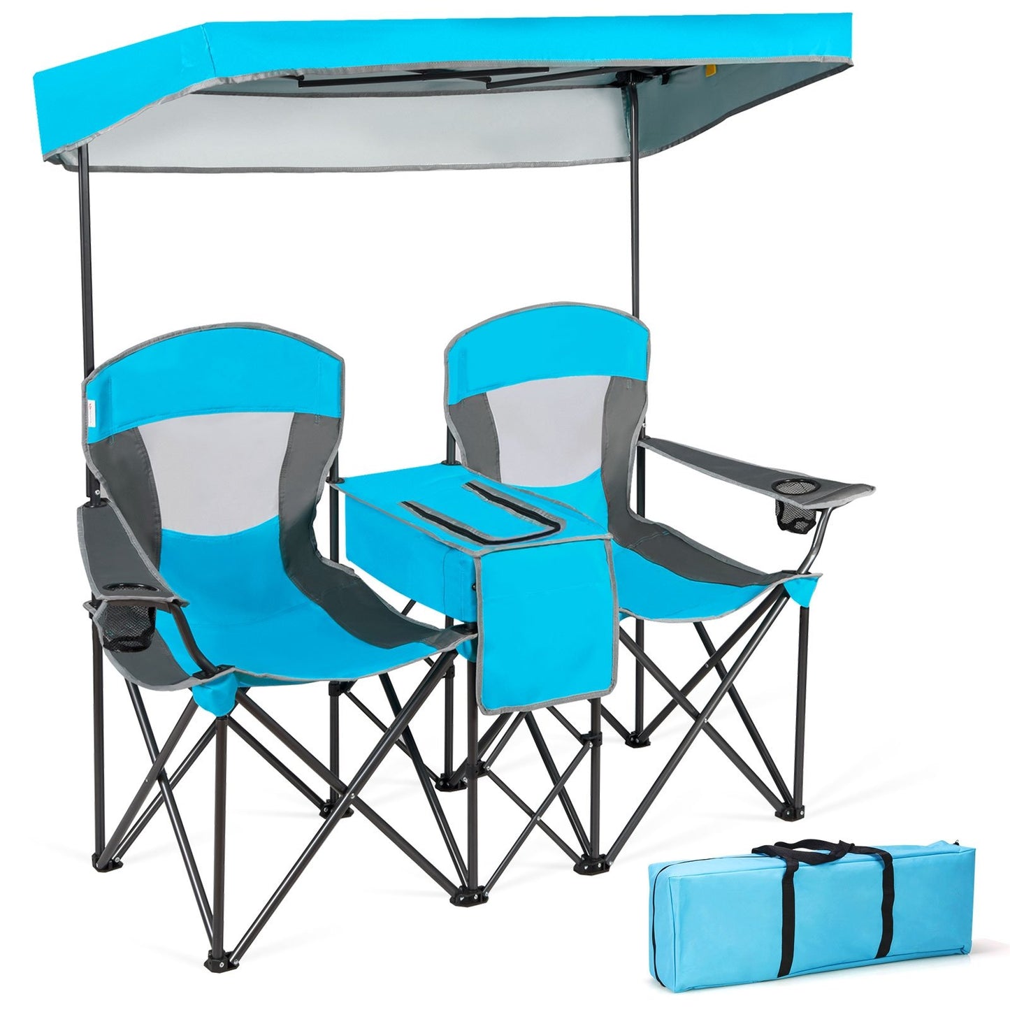 Portable Folding Camping Canopy Chairs with Cup Holder, Blue Camping Furniture   at Gallery Canada