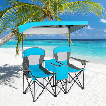 Portable Folding Camping Canopy Chairs with Cup Holder, Blue - Gallery Canada