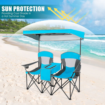 Portable Folding Camping Canopy Chairs with Cup Holder, Blue - Gallery Canada