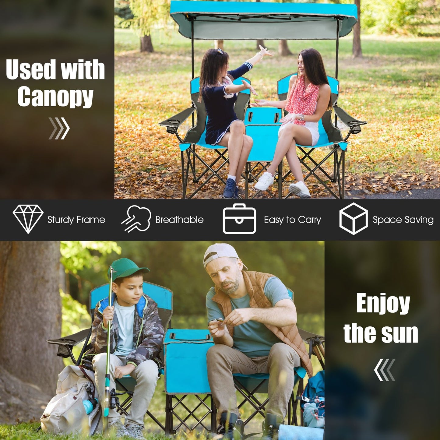 Portable Folding Camping Canopy Chairs with Cup Holder, Blue Camping Furniture   at Gallery Canada