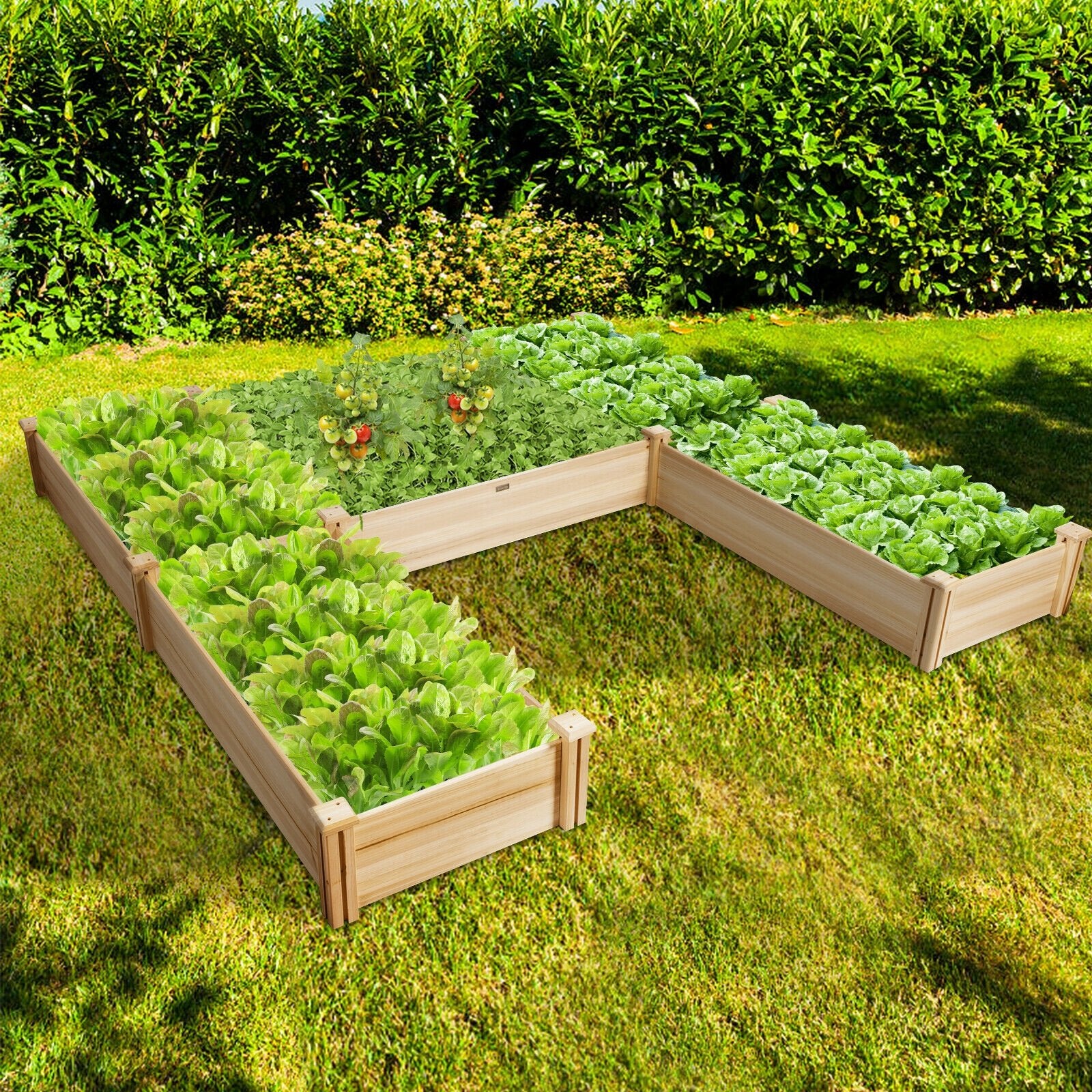 U-Shaped Wooden Garden Raised Bed for Backyard and Patio, Natural Raised Garden Beds   at Gallery Canada