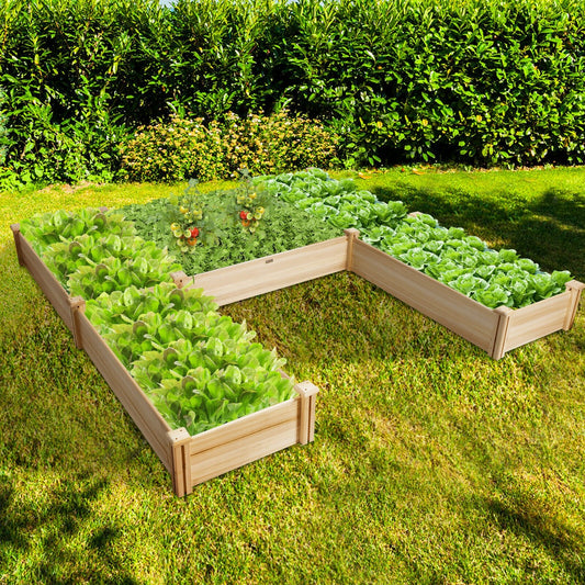 U-Shaped Wooden Garden Raised Bed for Backyard and Patio, Natural - Gallery Canada