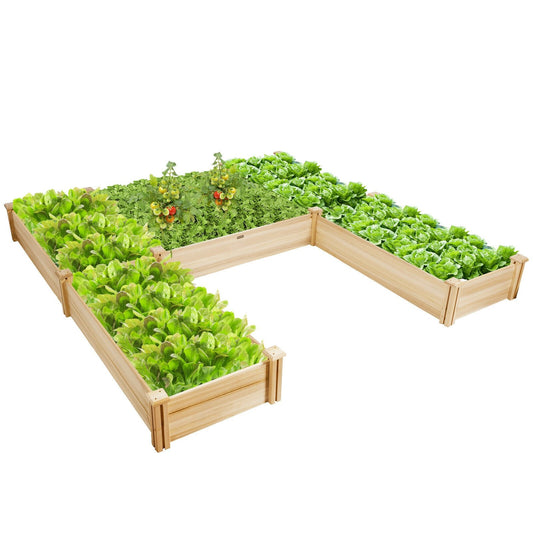 U-Shaped Wooden Garden Raised Bed for Backyard and Patio, Natural - Gallery Canada