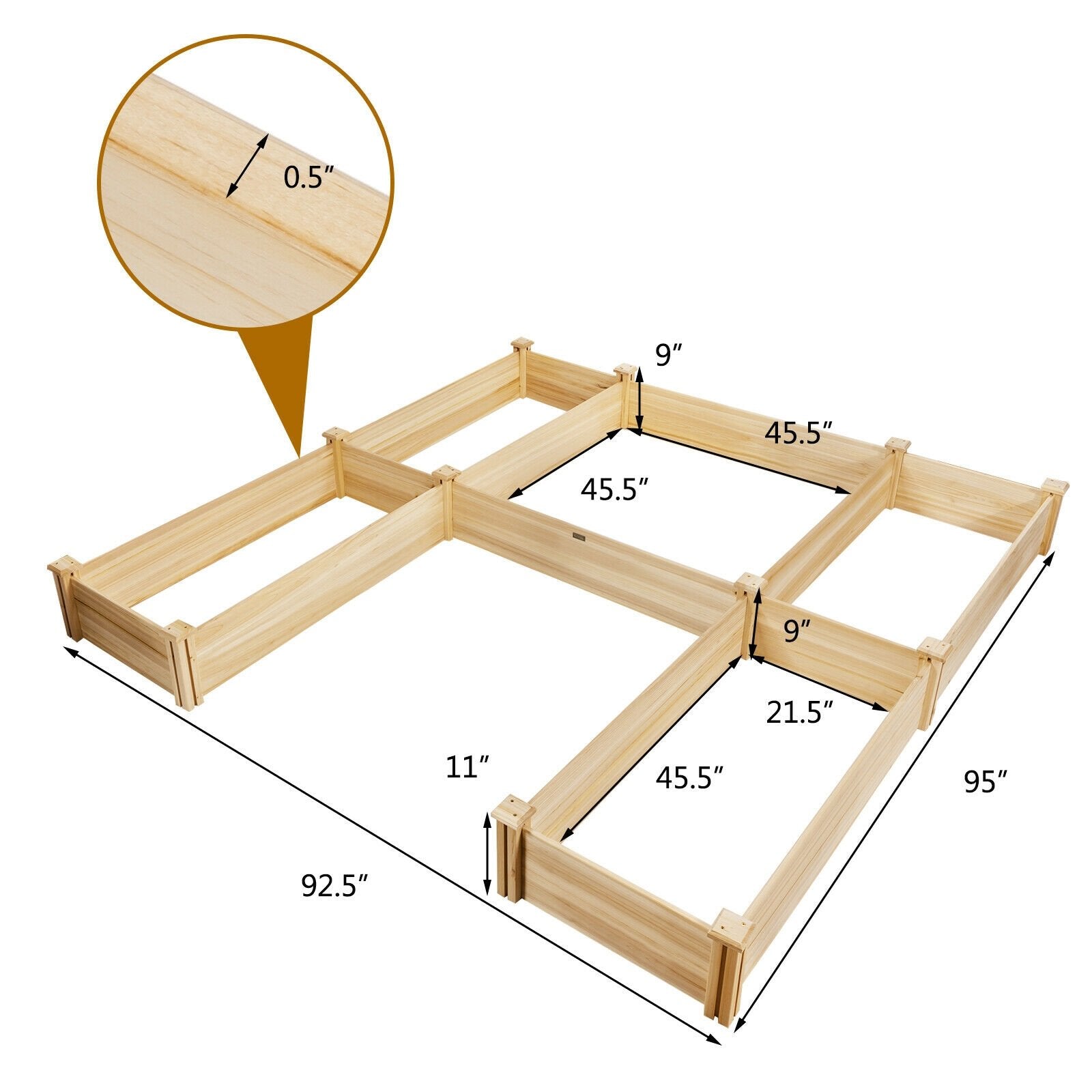 U-Shaped Wooden Garden Raised Bed for Backyard and Patio, Natural Raised Garden Beds   at Gallery Canada