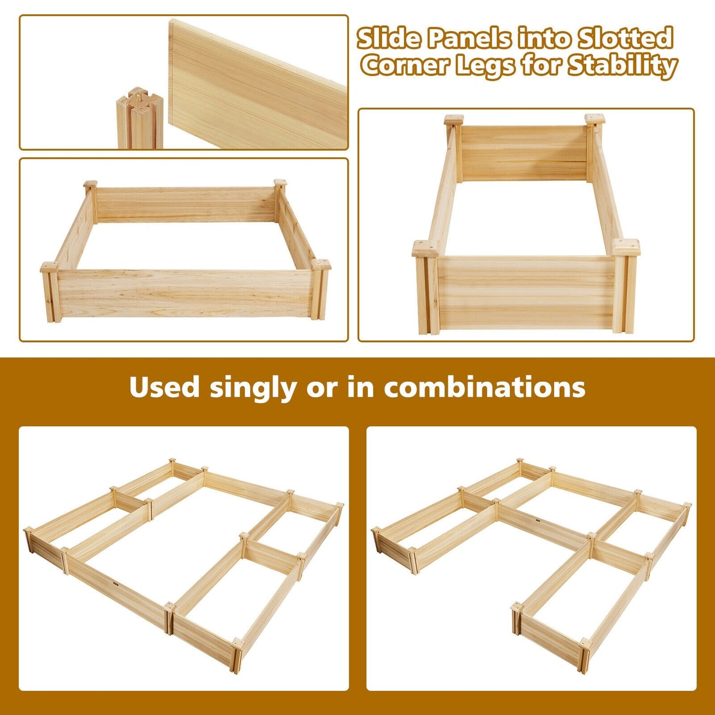 U-Shaped Wooden Garden Raised Bed for Backyard and Patio, Natural Raised Garden Beds   at Gallery Canada