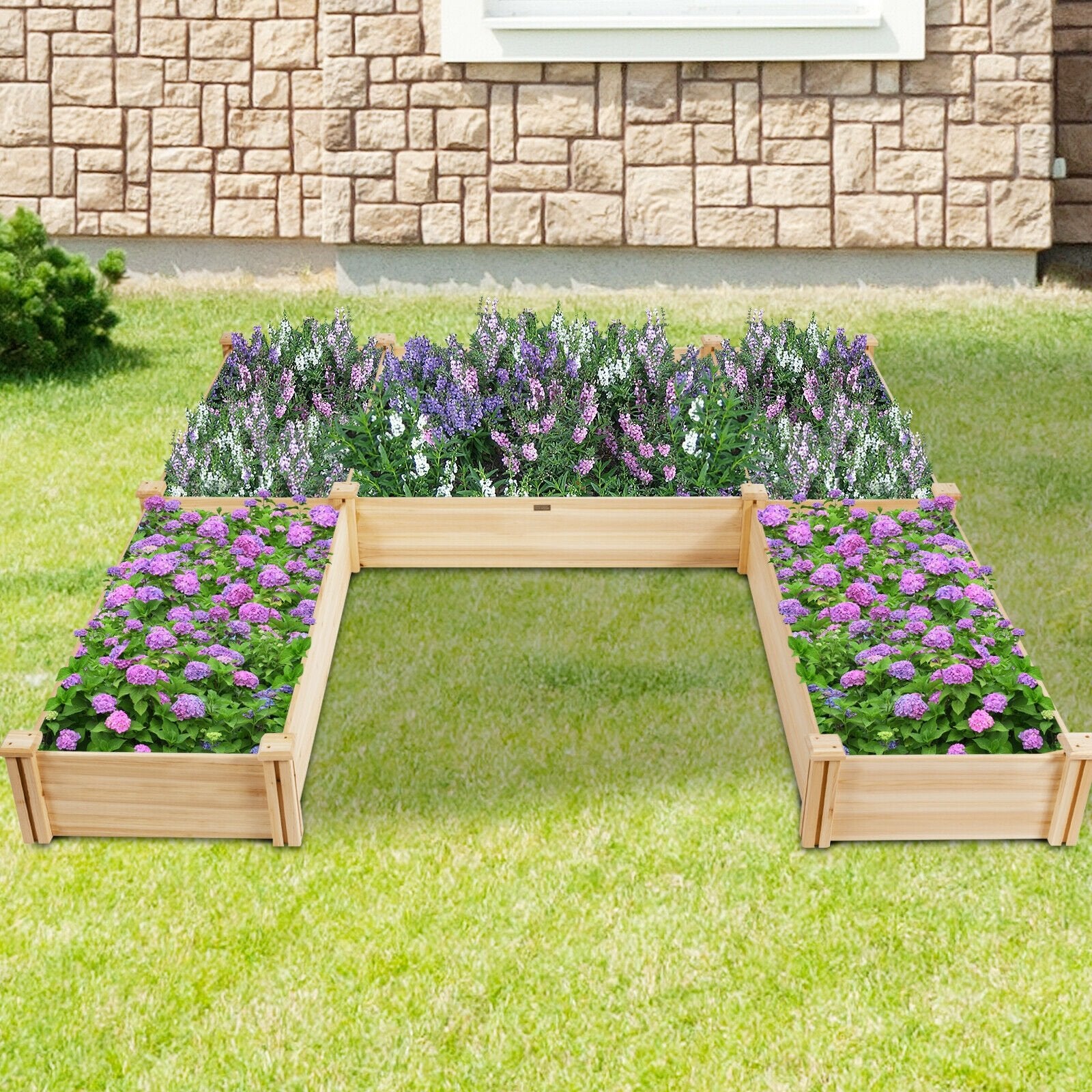 U-Shaped Wooden Garden Raised Bed for Backyard and Patio, Natural Raised Garden Beds   at Gallery Canada