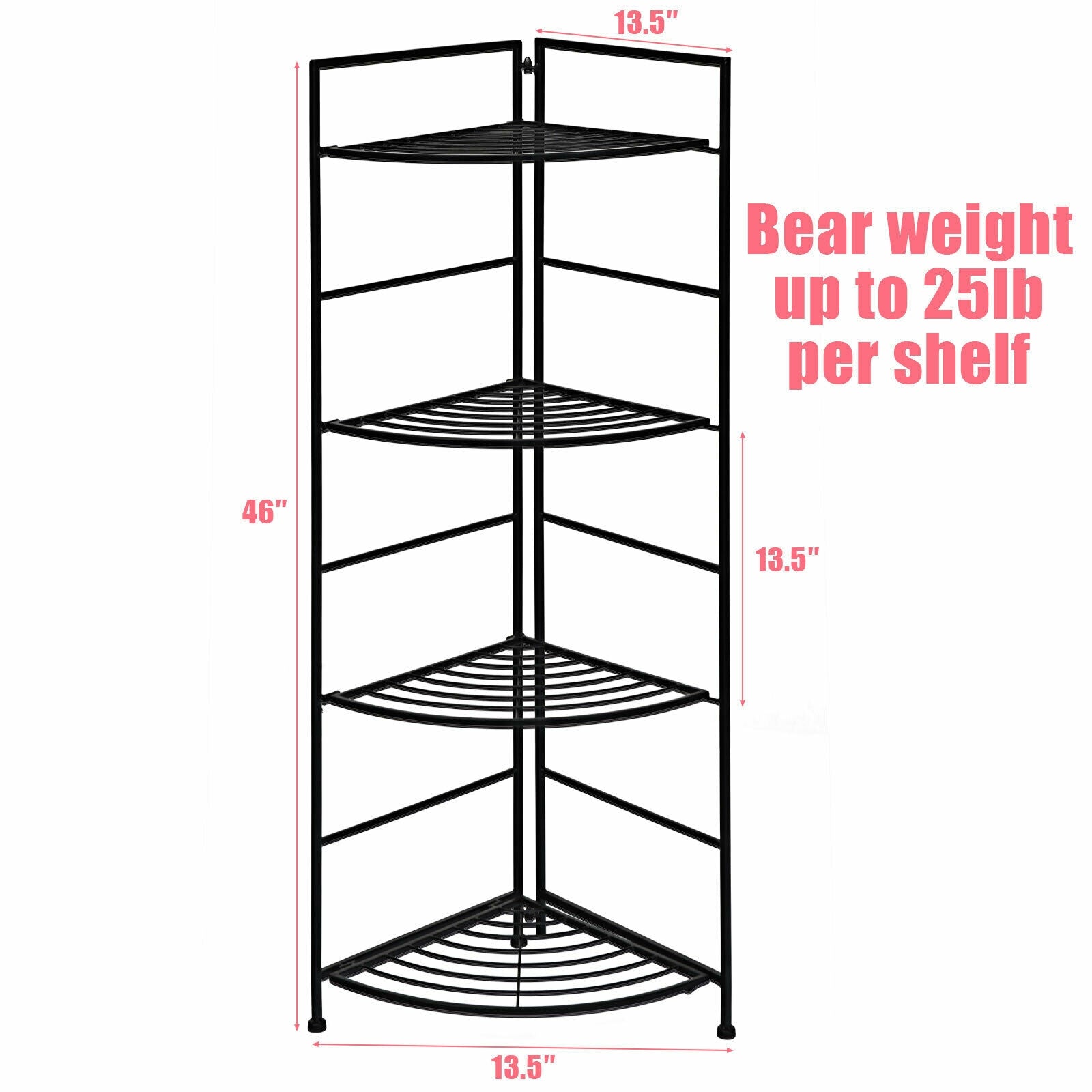 4 Tier Folding Metal Shelf Plant Stand Storage Open Shelf Corner Display Rack, Black Plant Stands at Gallery Canada