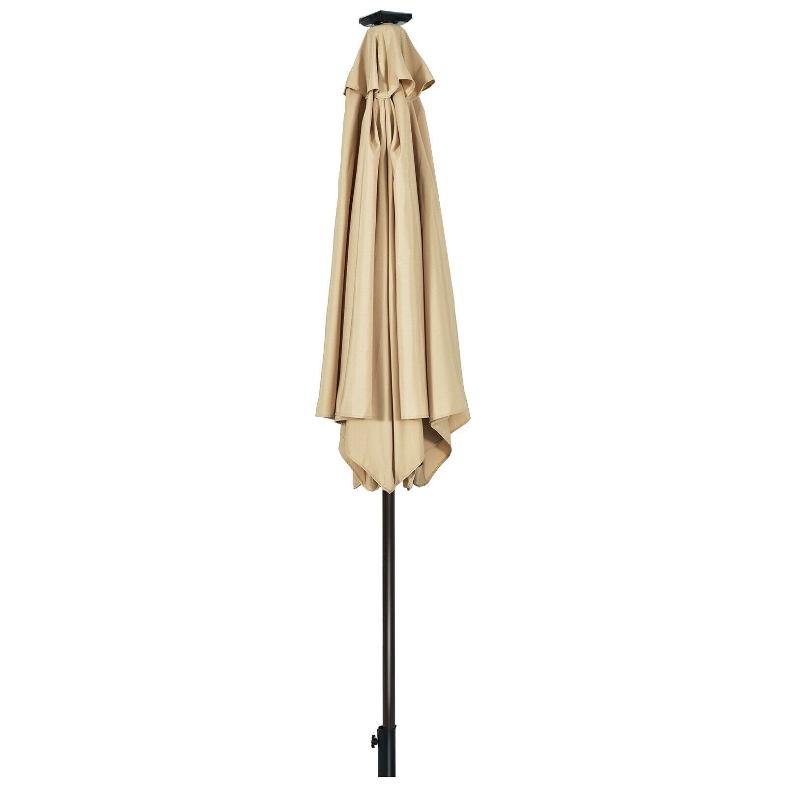 9' Solar LED Lighted Patio Market Umbrella Tilt Adjustment Crank Lift , Beige - Gallery Canada