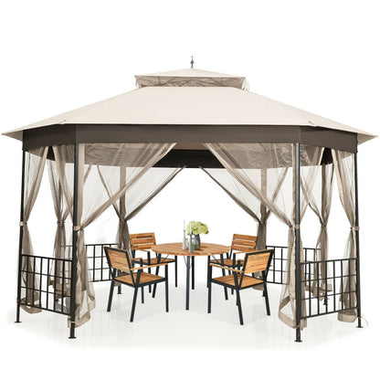 10’x 12’ Octagonal Patio Gazebo, Beige Gazebos   at Gallery Canada