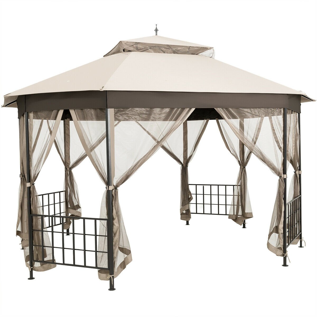 10’x 12’ Octagonal Patio Gazebo, Beige Gazebos   at Gallery Canada