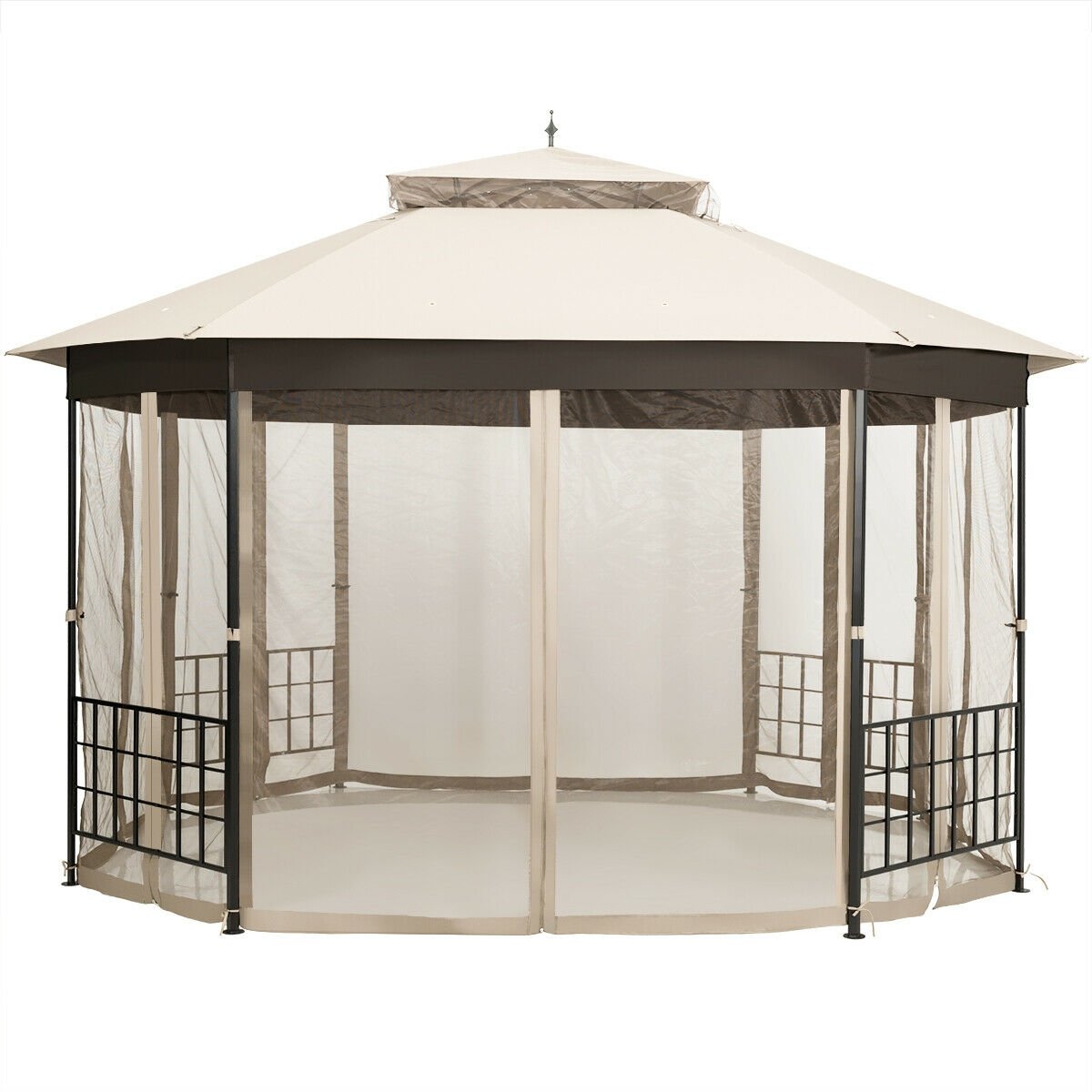 10’x 12’ Octagonal Patio Gazebo, Beige Gazebos   at Gallery Canada