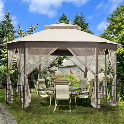 10’x 12’ Octagonal Patio Gazebo, Beige Gazebos   at Gallery Canada