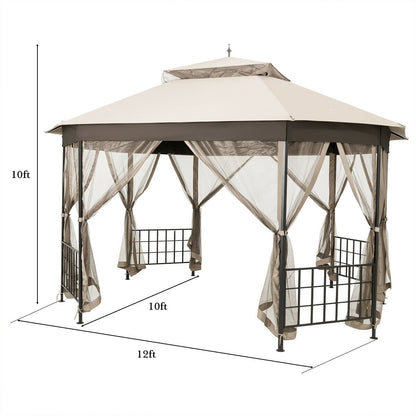 10’x 12’ Octagonal Patio Gazebo, Beige Gazebos   at Gallery Canada