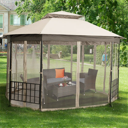 10’x 12’ Octagonal Patio Gazebo, Beige Gazebos   at Gallery Canada