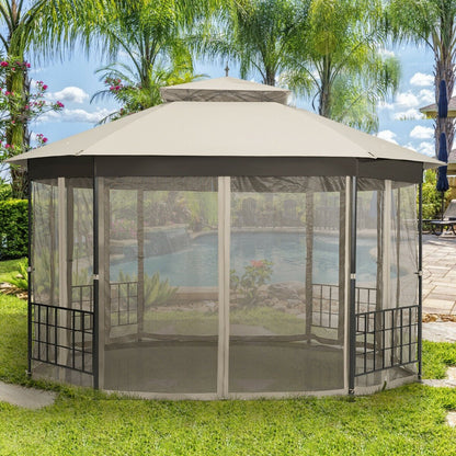 10’x 12’ Octagonal Patio Gazebo, Beige Gazebos   at Gallery Canada