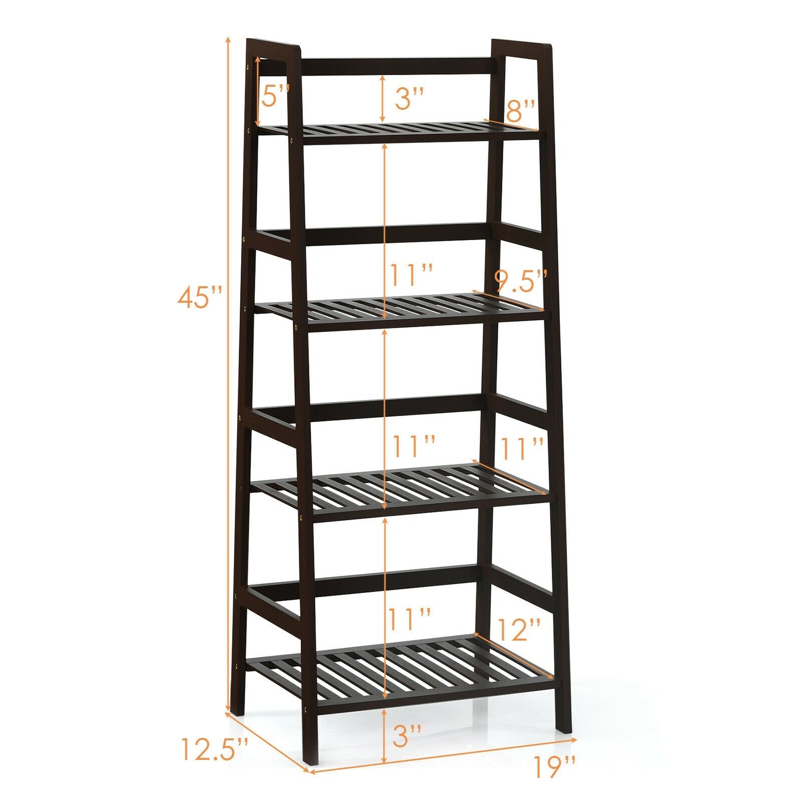 4-Tier Bamboo Plant Rack with Guardrails Stable and Space-Saving, Brown Bookcases   at Gallery Canada