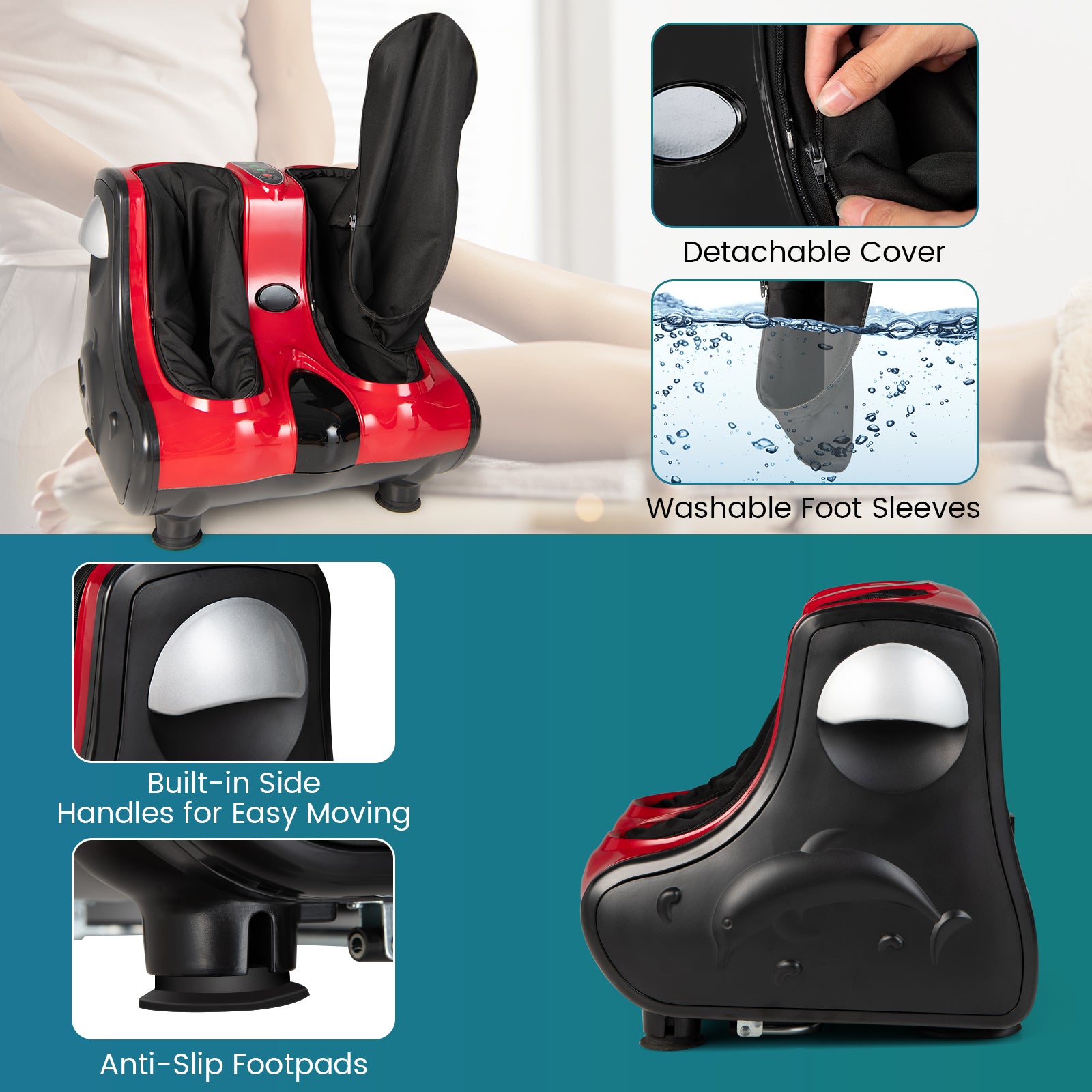 Shiatsu Kneading Rolling Vibration Heating Foot Massager, Red Foot Massager   at Gallery Canada