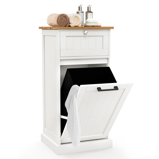 Freestanding Tilt Out Laundry Cabinet with Basket, White - Gallery Canada