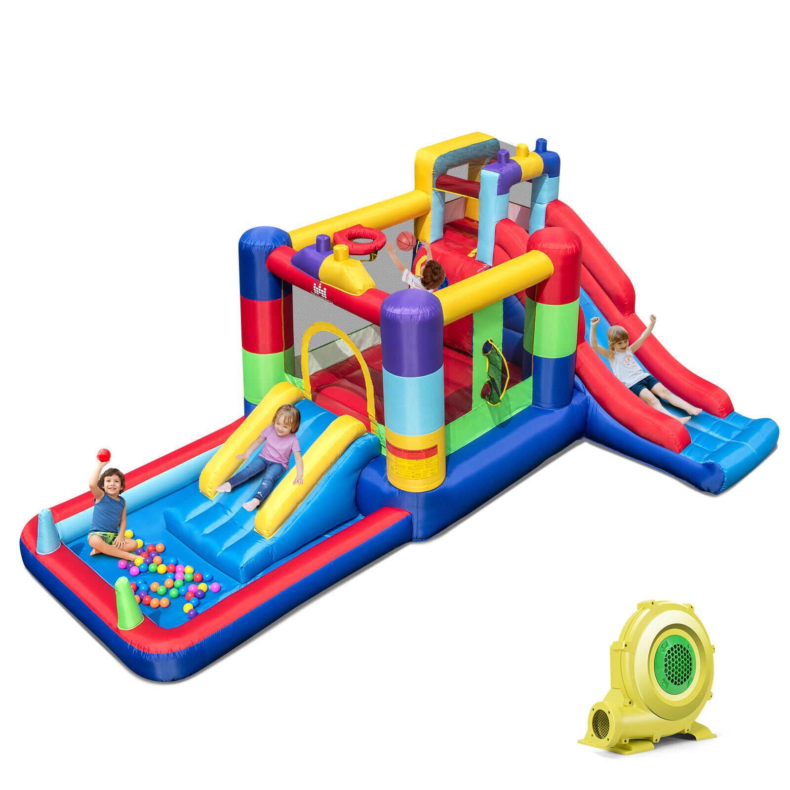Inflatable Bounce House with 680W Blower and Ball Pit, Multicolor Bounce House at Gallery Canada