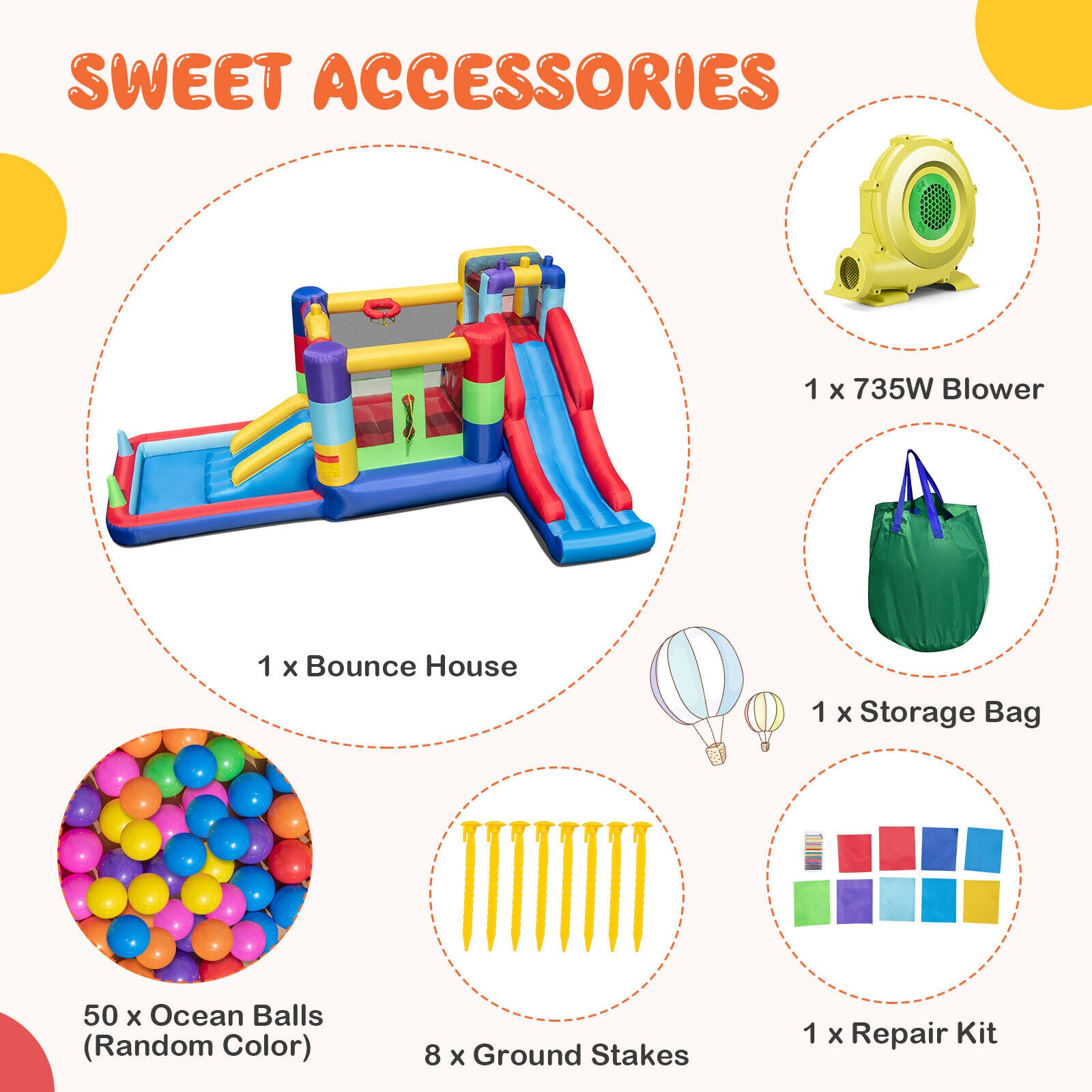 Inflatable Bounce House with 680W Blower and Ball Pit, Multicolor Bounce House at Gallery Canada