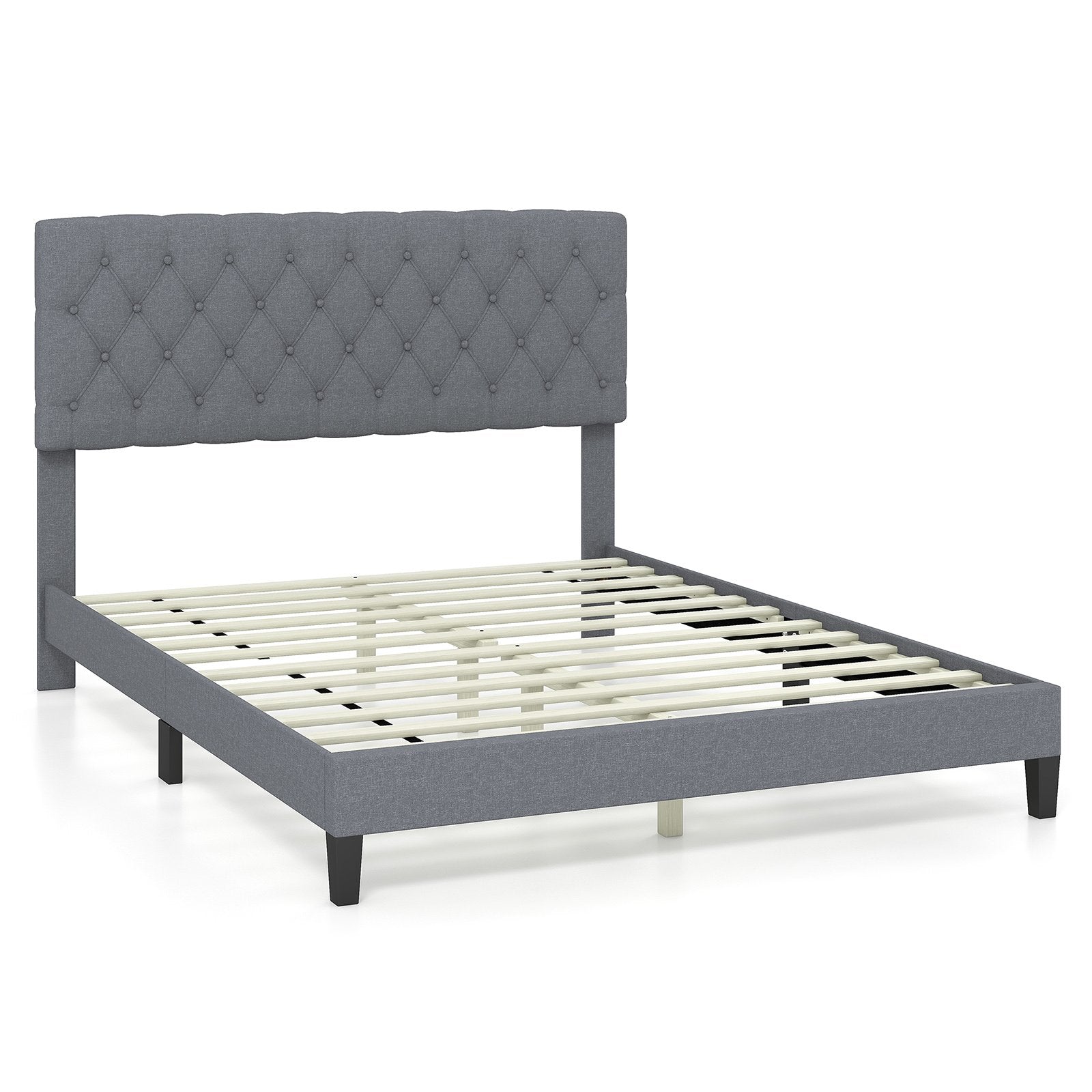 Queen Size Upholstered Platform Bed with Button Tufted Headboard Beds & Bed Frames   at Gallery Canada