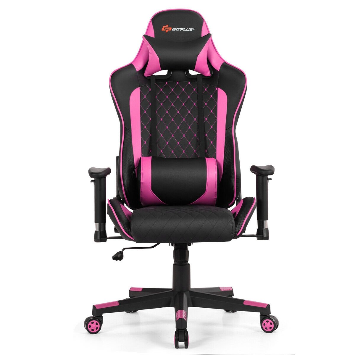 Massage Gaming Chair with Lumbar Support and Headrest, Pink Gaming Chairs   at Gallery Canada