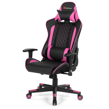 Massage Gaming Chair with Lumbar Support and Headrest, Pink Gaming Chairs   at Gallery Canada