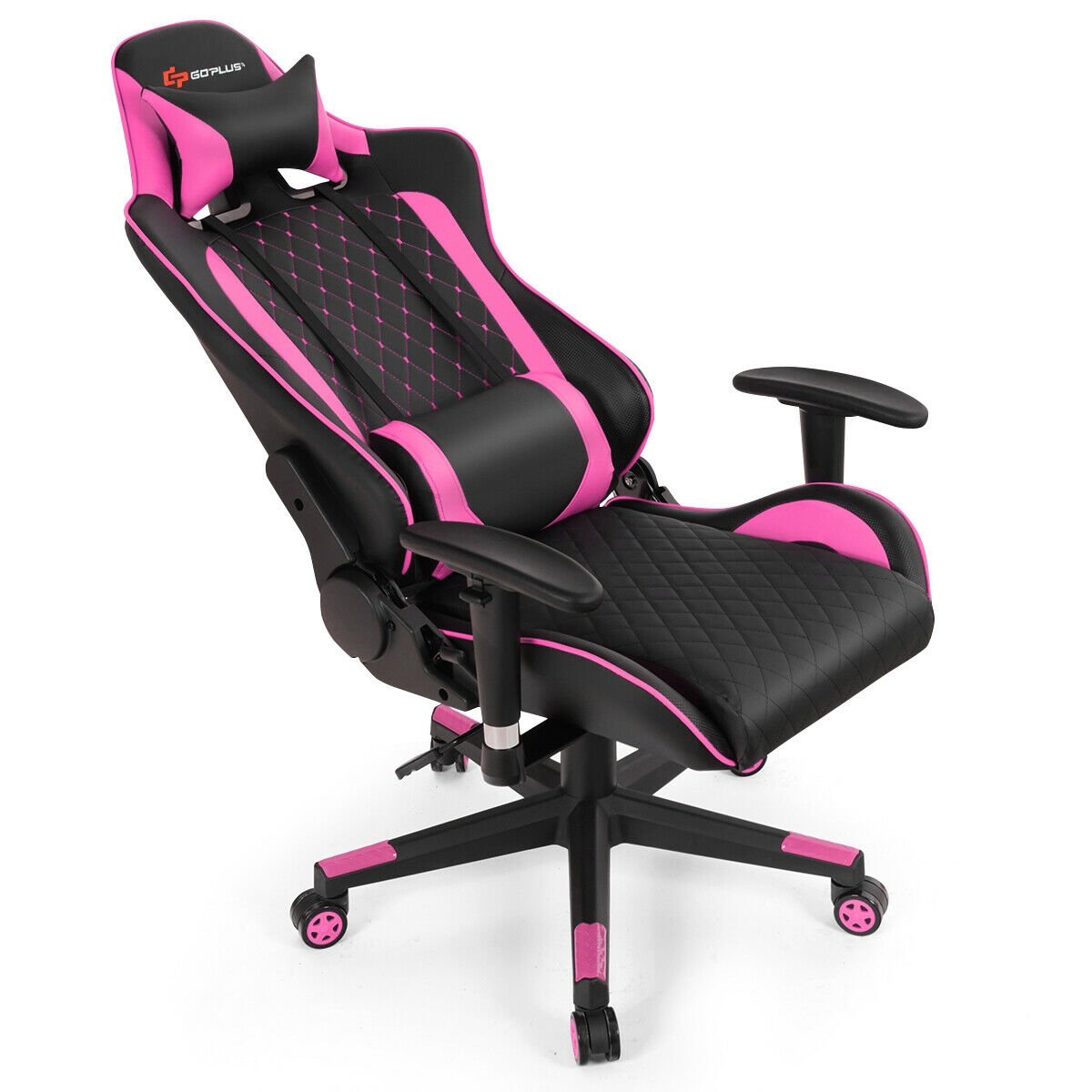 Massage Gaming Chair with Lumbar Support and Headrest, Pink Gaming Chairs   at Gallery Canada