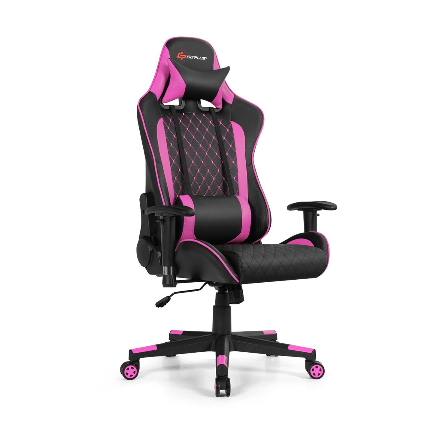 Massage Gaming Chair with Lumbar Support and Headrest, Pink Gaming Chairs   at Gallery Canada