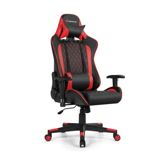 Massage Gaming Chair with Lumbar Support and Headrest, Red Gaming Chairs   at Gallery Canada