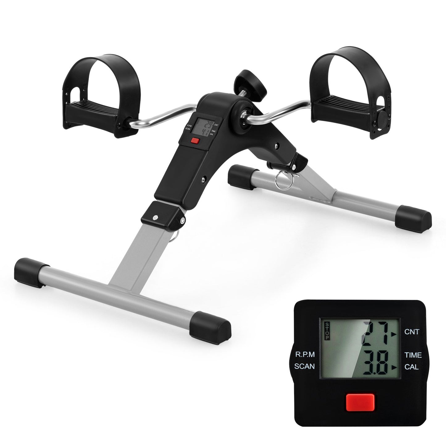 Under Desk Exercise Bike Pedal Exerciser with LCD Display for Legs and Arms Workout, Black Exercise Bikes   at Gallery Canada