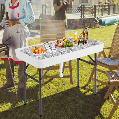 4 Feet Plastic Party Ice Folding Table with Matching Skirt, White Camping Furniture   at Gallery Canada