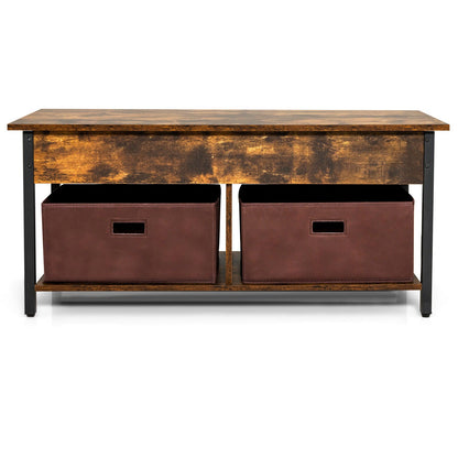 Lift Top Coffee Table Central Table with Drawers and Hidden Compartment for Living Room, Rustic Brown Coffee Tables   at Gallery Canada