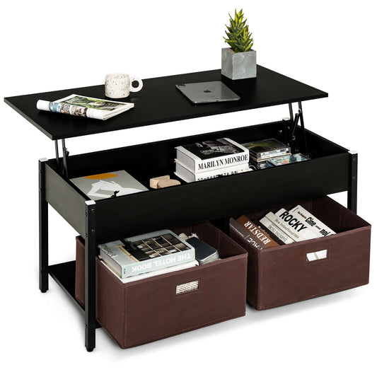 Lift Top Coffee Table Central Table with Drawers and Hidden Compartment for Living Room, Black Coffee Tables   at Gallery Canada