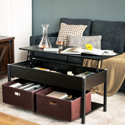 Lift Top Coffee Table Central Table with Drawers and Hidden Compartment for Living Room, Black Coffee Tables   at Gallery Canada