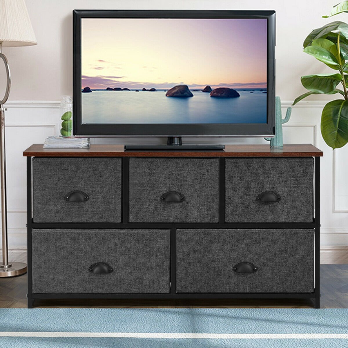 Wood Dresser Storage Unit Side Table Display Organizer, Gray Dressers & Chests   at Gallery Canada