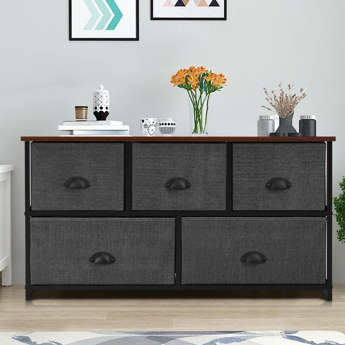 Wood Dresser Storage Unit Side Table Display Organizer, Gray Dressers & Chests   at Gallery Canada