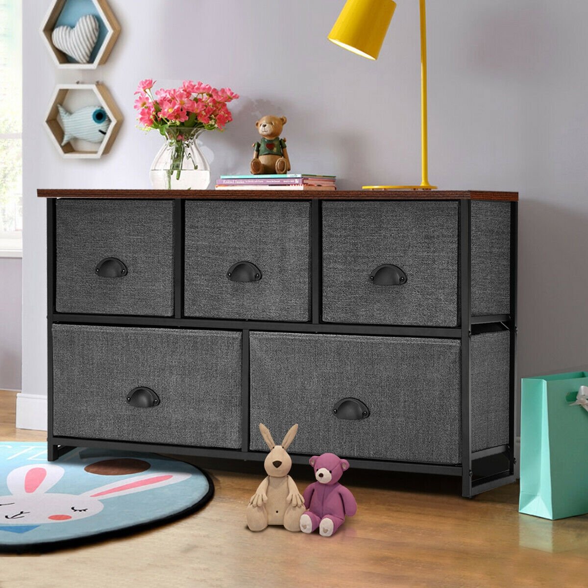 Wood Dresser Storage Unit Side Table Display Organizer, Gray Dressers & Chests   at Gallery Canada